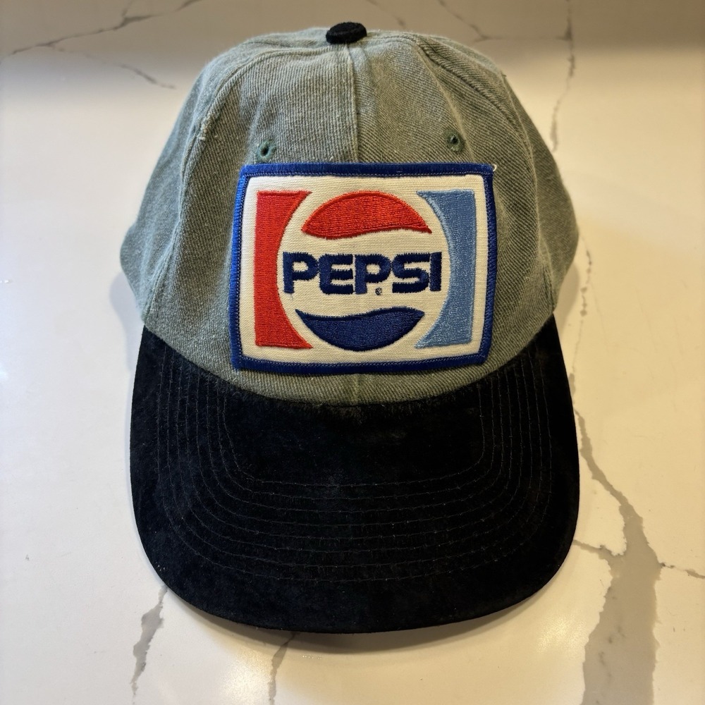 Vintage Toppers Pepsi Cola Hat Strapback Trucker Cap Embroidered Suede Brim‎